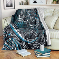 Hawaii Ikaika Warrior Helmet Blanket Blue Tribal Tattoo LT05 Blue - Polynesian Pride