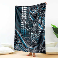 Hawaii Ikaika Warrior Helmet Blanket Blue Tribal Tattoo LT05 - Polynesian Pride