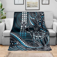 Hawaii Ikaika Warrior Helmet Blanket Blue Tribal Tattoo LT05 - Polynesian Pride