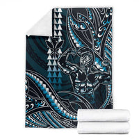 Hawaii Ikaika Warrior Helmet Blanket Blue Tribal Tattoo LT05 - Polynesian Pride