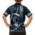 Hawaii Ikaika Warrior Helmet Family Matching Off Shoulder Maxi Dress and Hawaiian Shirt Blue Tribal Tattoo