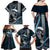 Hawaii Ikaika Warrior Helmet Family Matching Off Shoulder Maxi Dress and Hawaiian Shirt Blue Tribal Tattoo