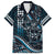 Hawaii Ikaika Warrior Helmet Family Matching Puletasi and Hawaiian Shirt Blue Tribal Tattoo