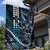 Hawaii Ikaika Warrior Helmet Garden Flag Blue Tribal Tattoo