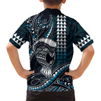Hawaii Ikaika Warrior Helmet Hawaiian Shirt Blue Tribal Tattoo