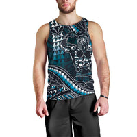 Hawaii Ikaika Warrior Helmet Men Tank Top Blue Tribal Tattoo