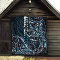 Hawaii Ikaika Warrior Helmet Quilt Blue Tribal Tattoo