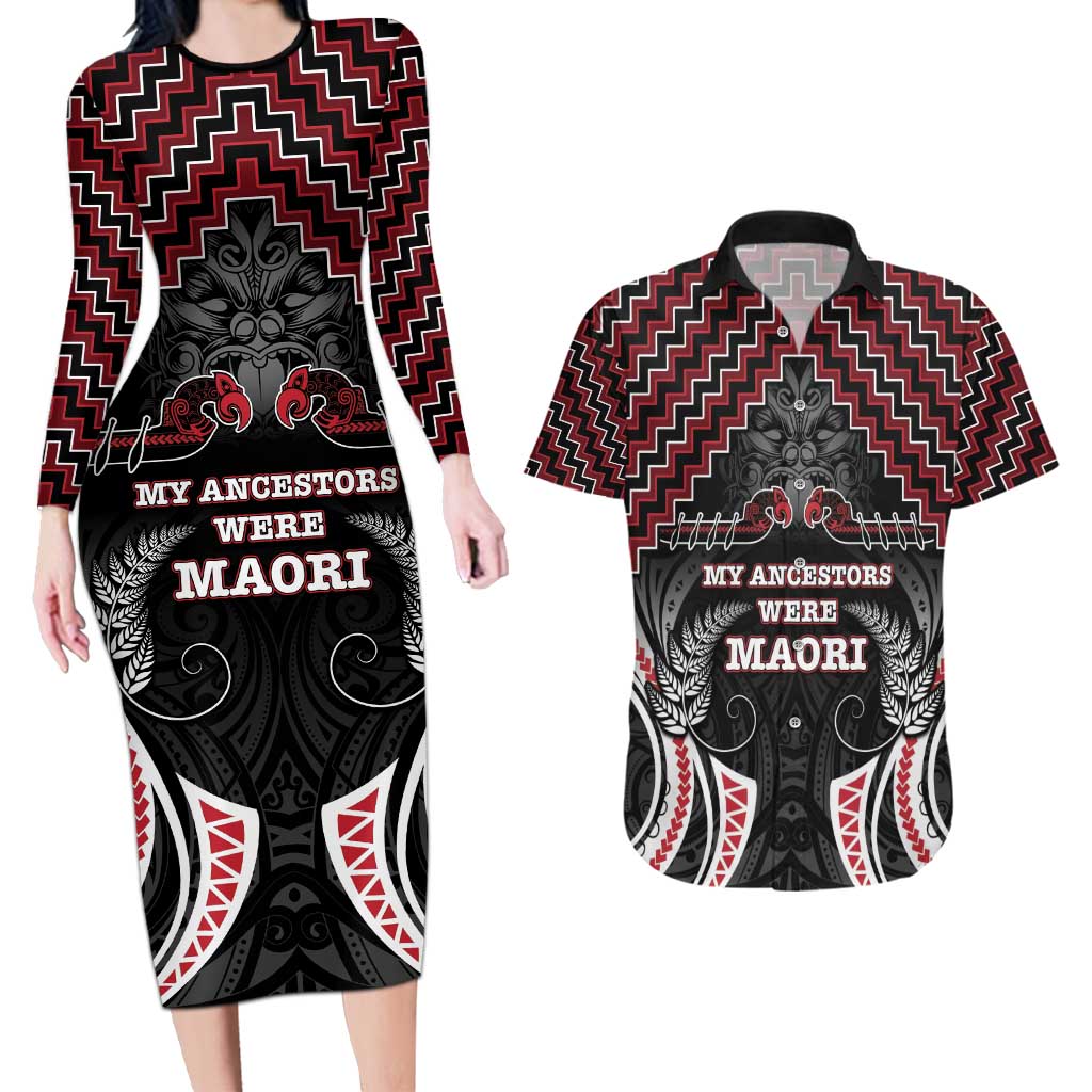 Aotearoa Couples Matching Long Sleeve Bodycon Dress and Hawaiian Shirt Proud To Be Maori