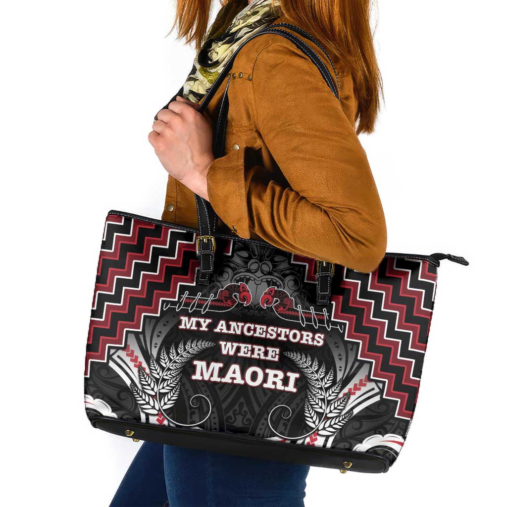 Aotearoa Leather Tote Bag Proud To Be Maori LT05 Red - Polynesian Pride