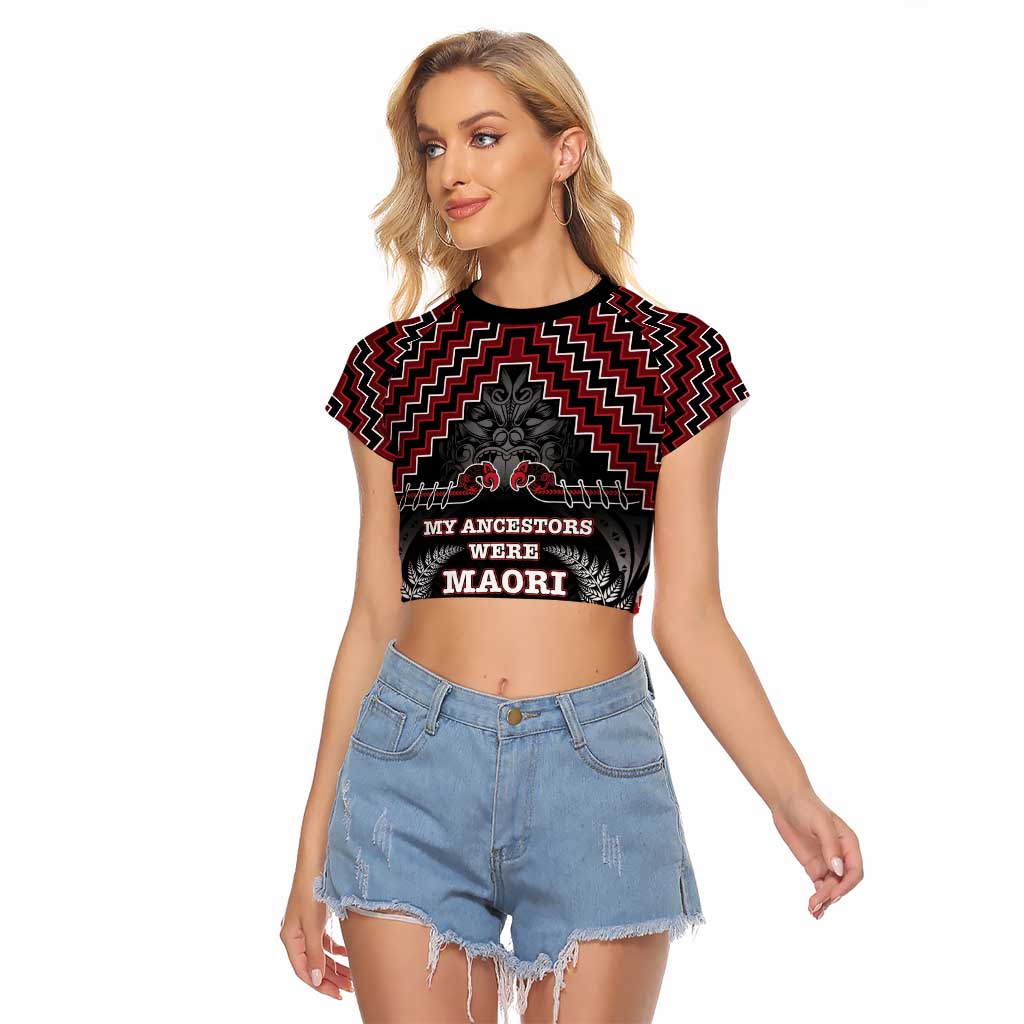 Aotearoa Raglan Cropped T Shirt Proud To Be Maori LT05 Female Red - Polynesian Pride