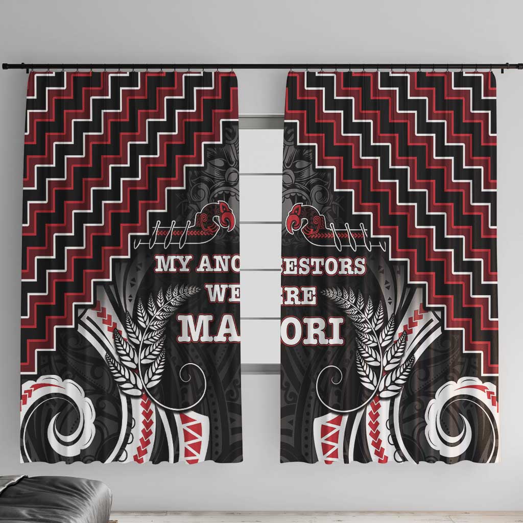 Aotearoa Window Curtain Proud To Be Maori LT05 With Hooks Red - Polynesian Pride
