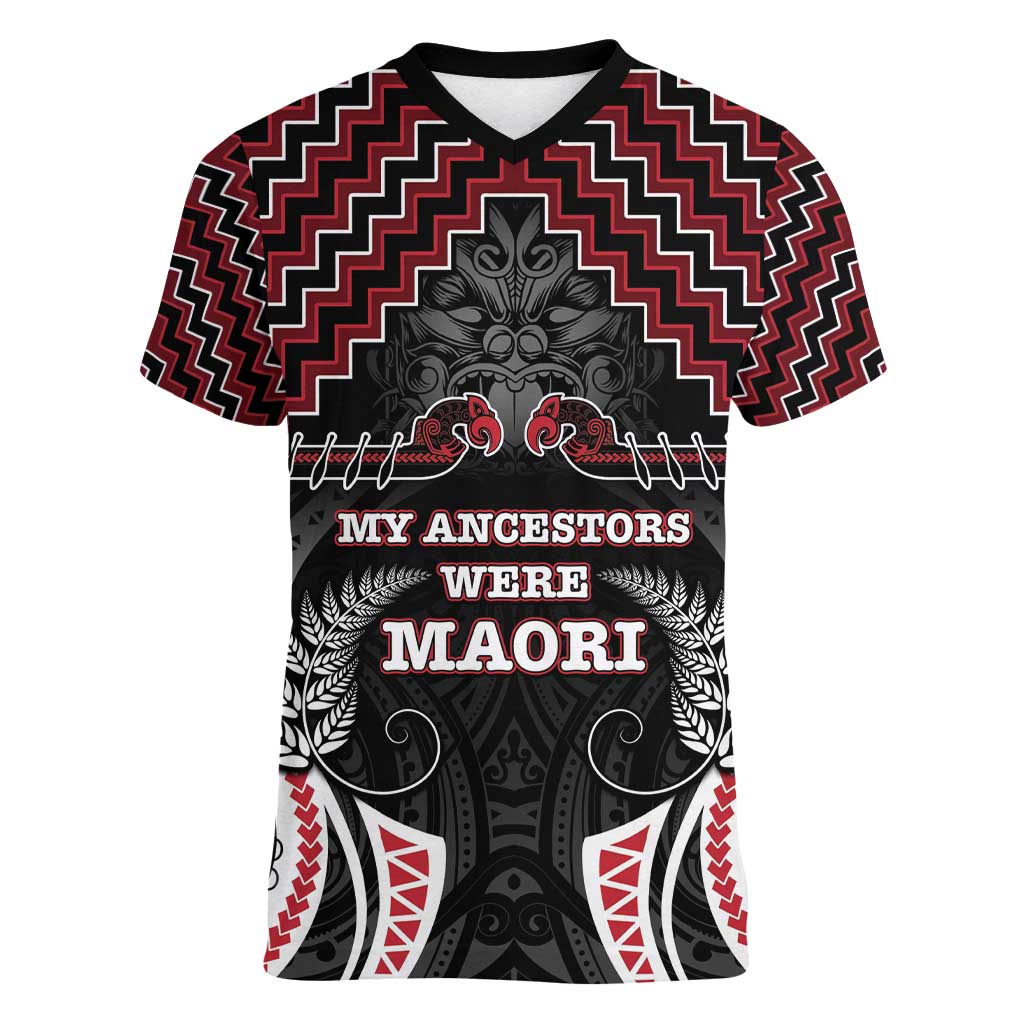 Aotearoa Women V-Neck T-Shirt Proud To Be Maori LT05 Female Red - Polynesian Pride