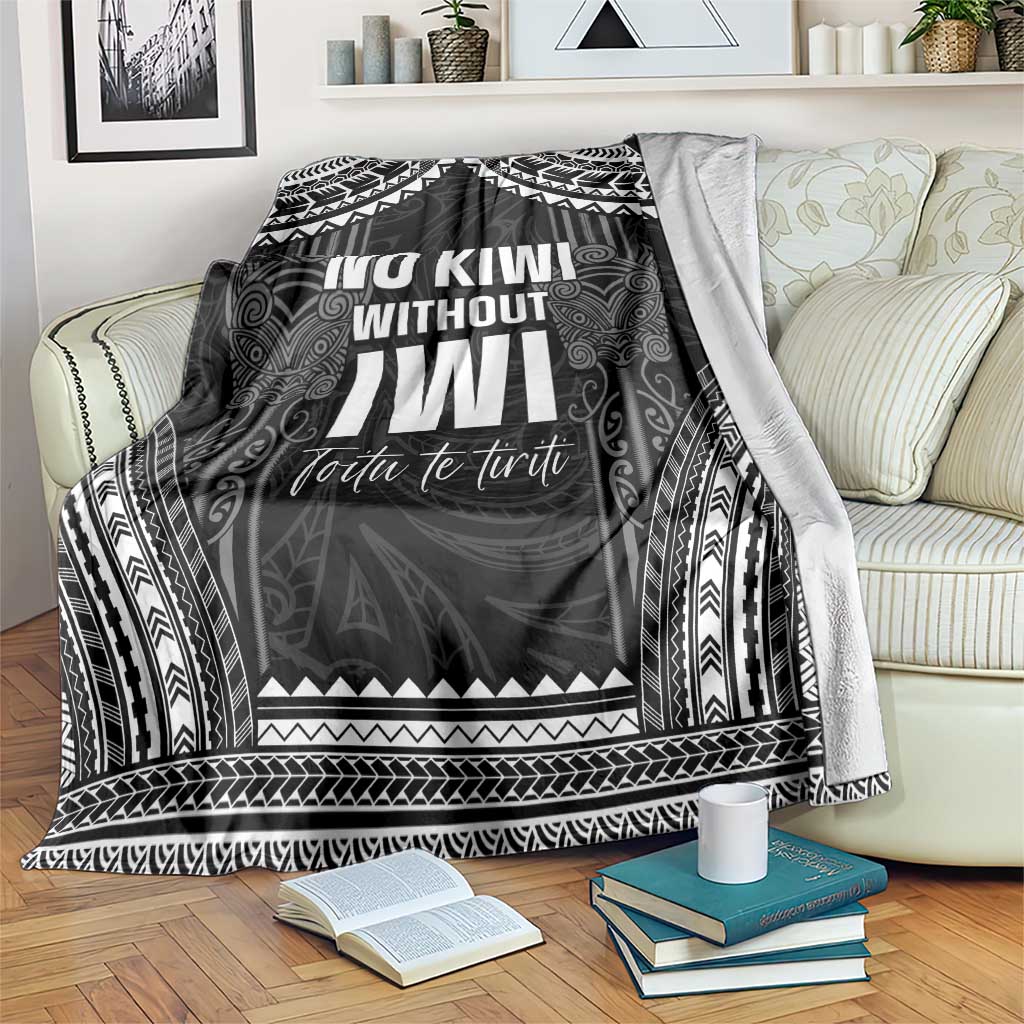 Aotearoa Toitu Te Tiriti Blanket No Kiwi Without Iwi LT05 Black - Polynesian Pride