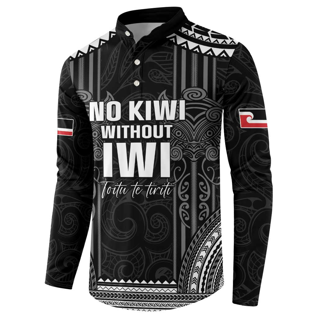 Aotearoa Toitu Te Tiriti Button Sweatshirt No Kiwi Without Iwi LT05 - Polynesian Pride
