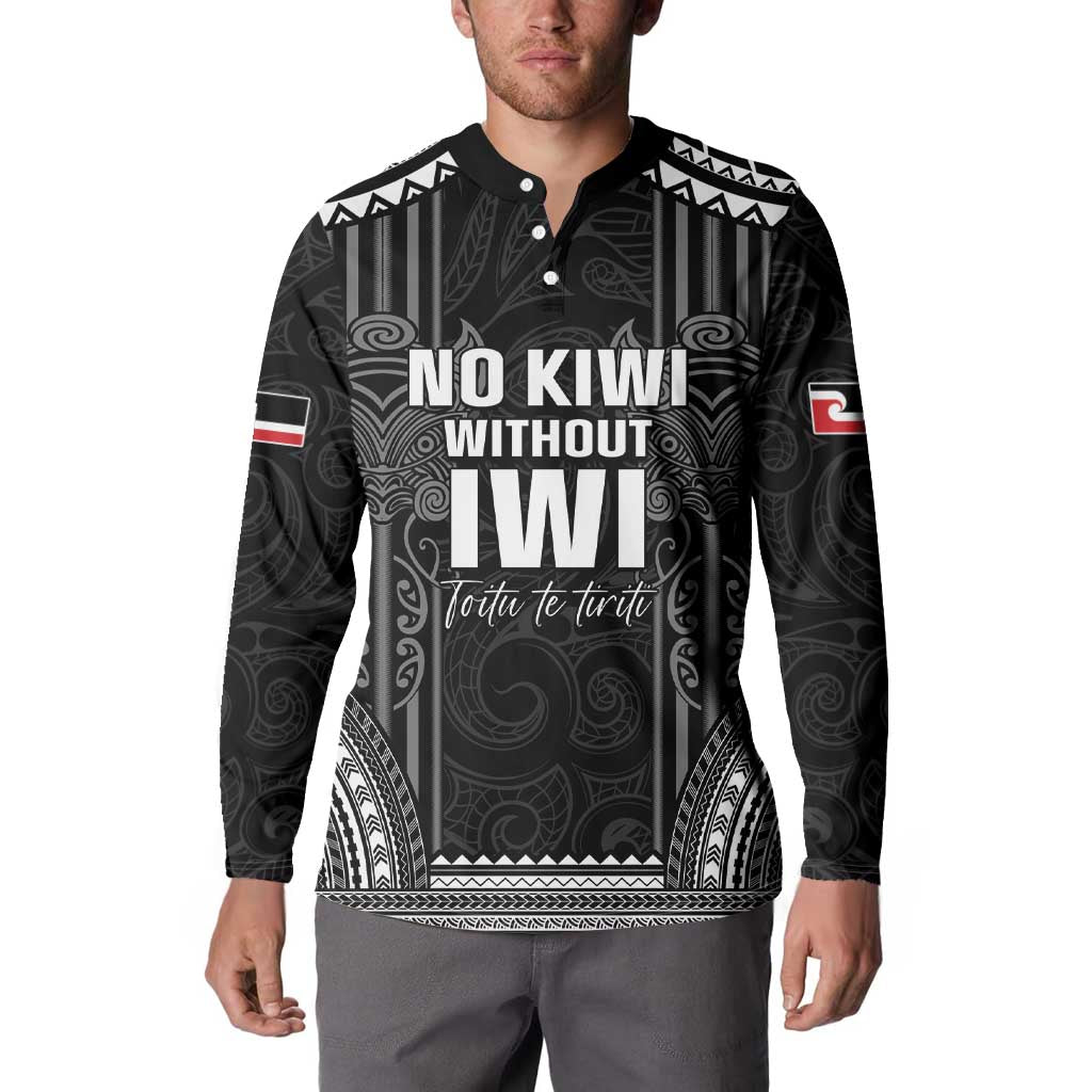 Aotearoa Toitu Te Tiriti Button Sweatshirt No Kiwi Without Iwi LT05 - Polynesian Pride