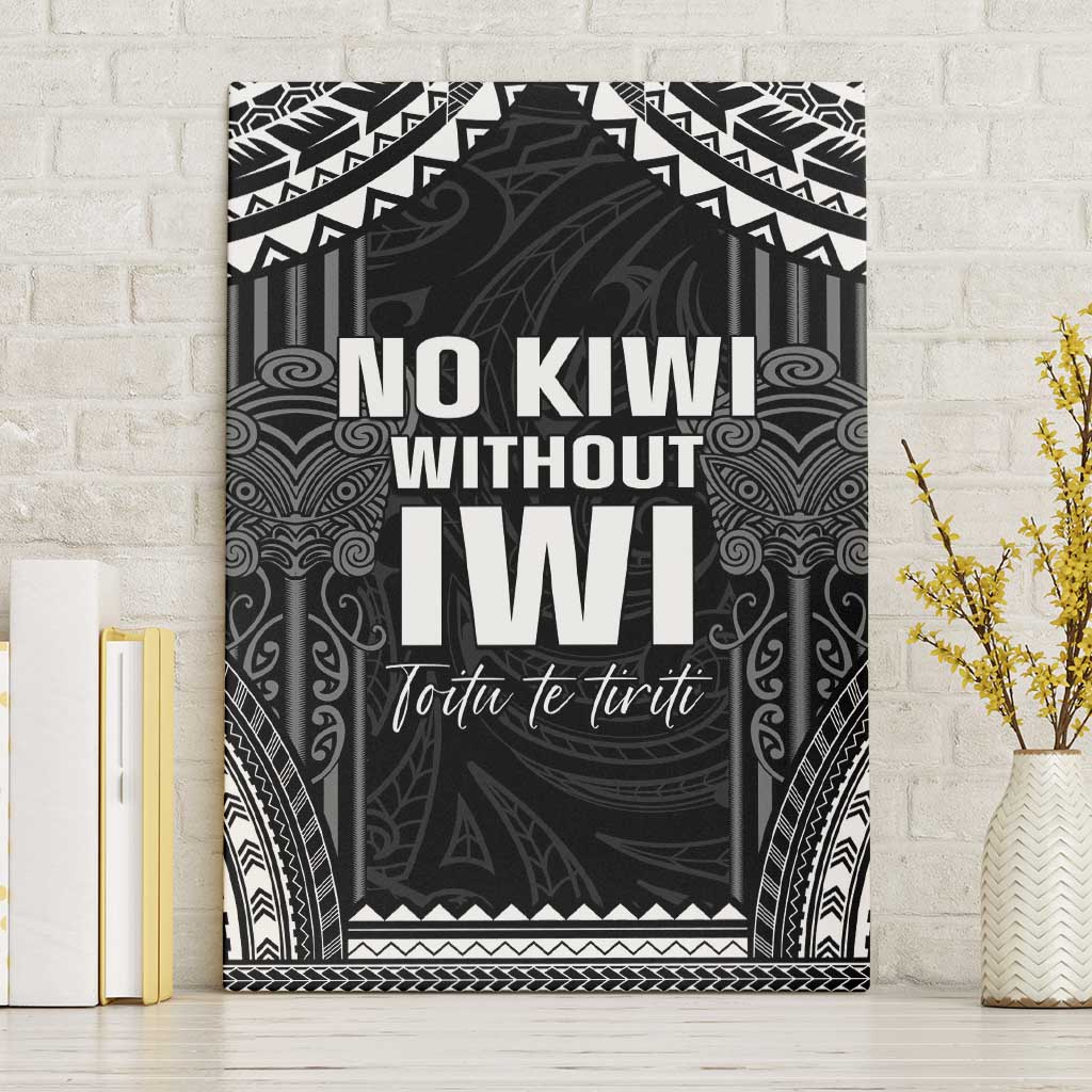 Aotearoa Toitu Te Tiriti Canvas Wall Art No Kiwi Without Iwi LT05 Without Frame Black - Polynesian Pride