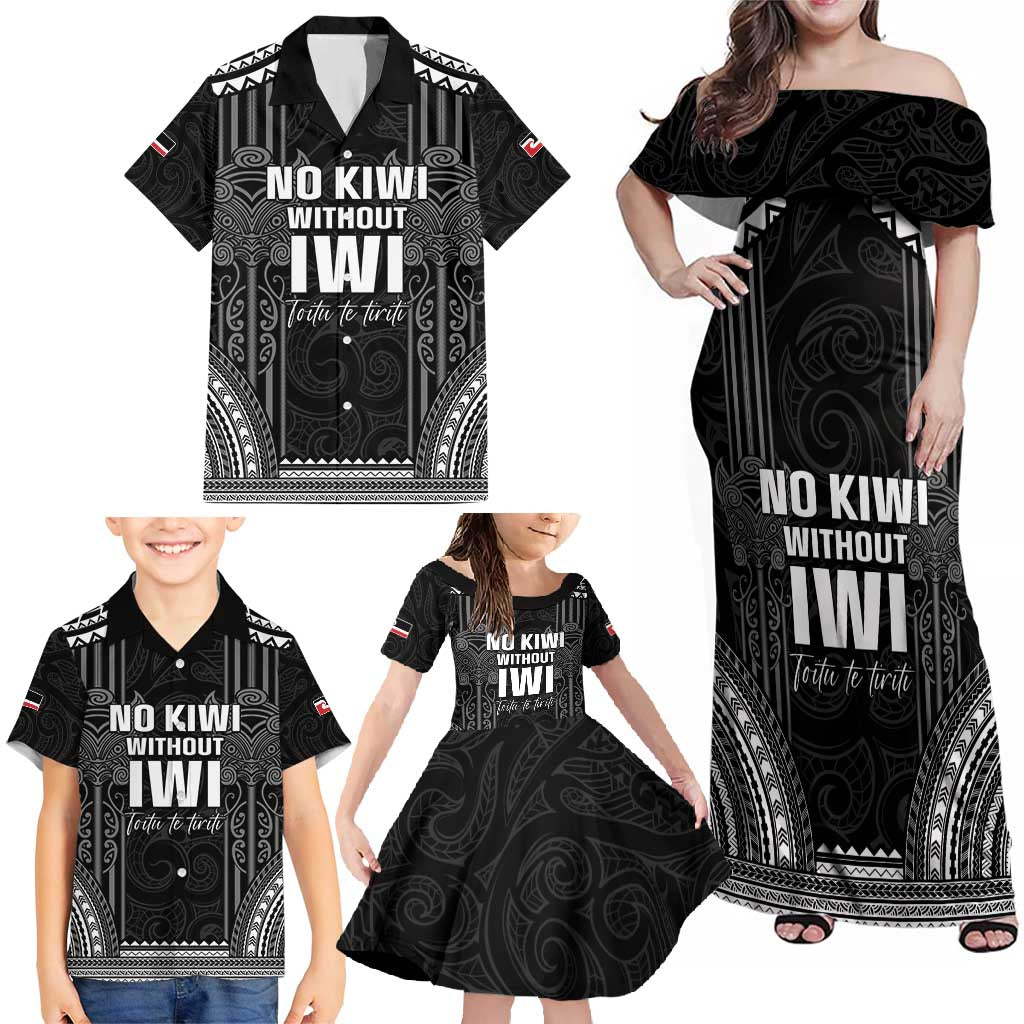 Aotearoa Toitu Te Tiriti Family Matching Off Shoulder Maxi Dress and Hawaiian Shirt No Kiwi Without Iwi