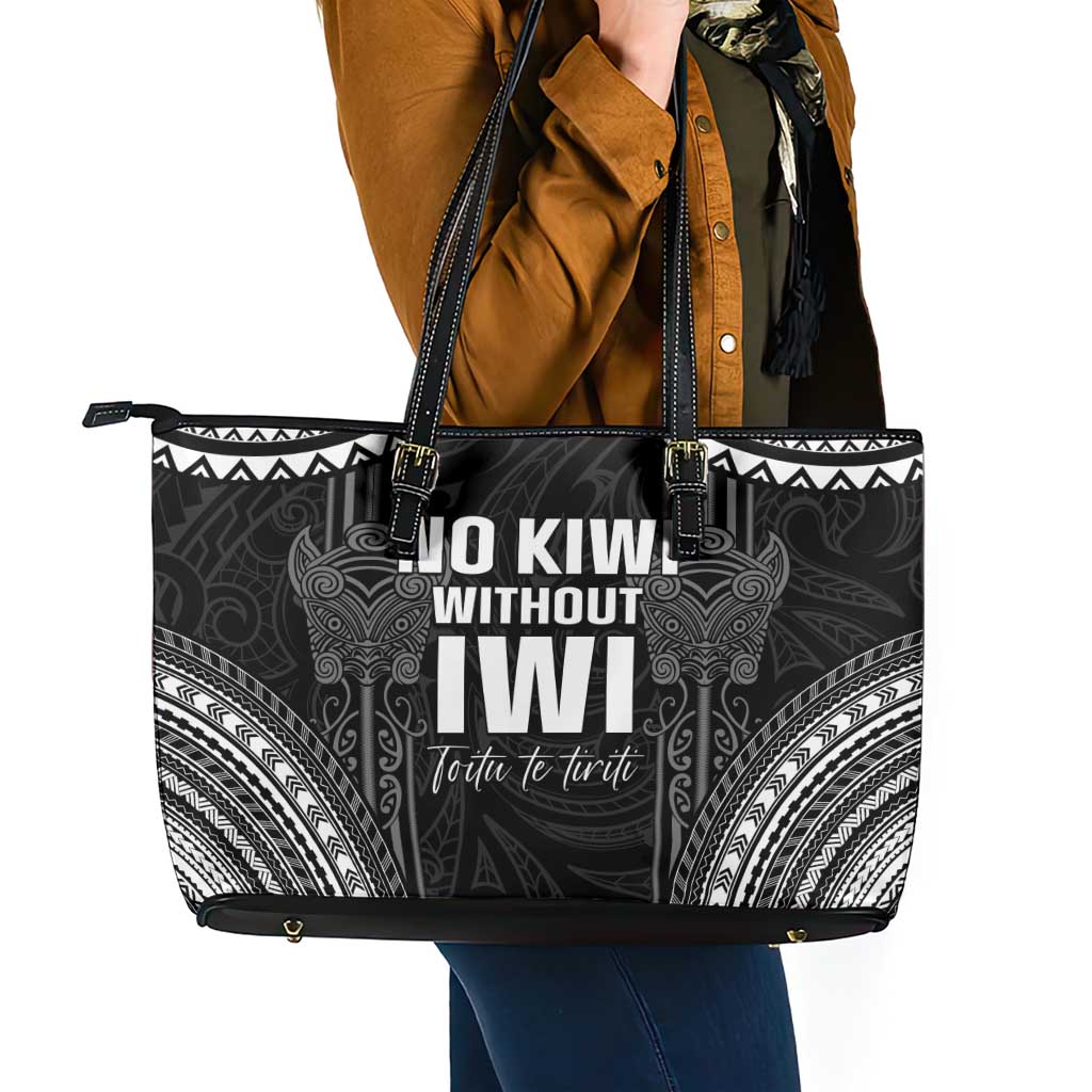 Aotearoa Toitu Te Tiriti Leather Tote Bag No Kiwi Without Iwi LT05 - Polynesian Pride