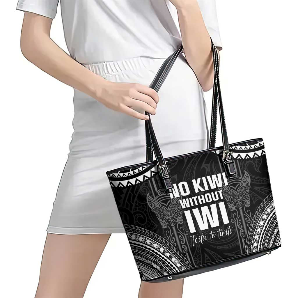 Aotearoa Toitu Te Tiriti Leather Tote Bag No Kiwi Without Iwi LT05 - Polynesian Pride