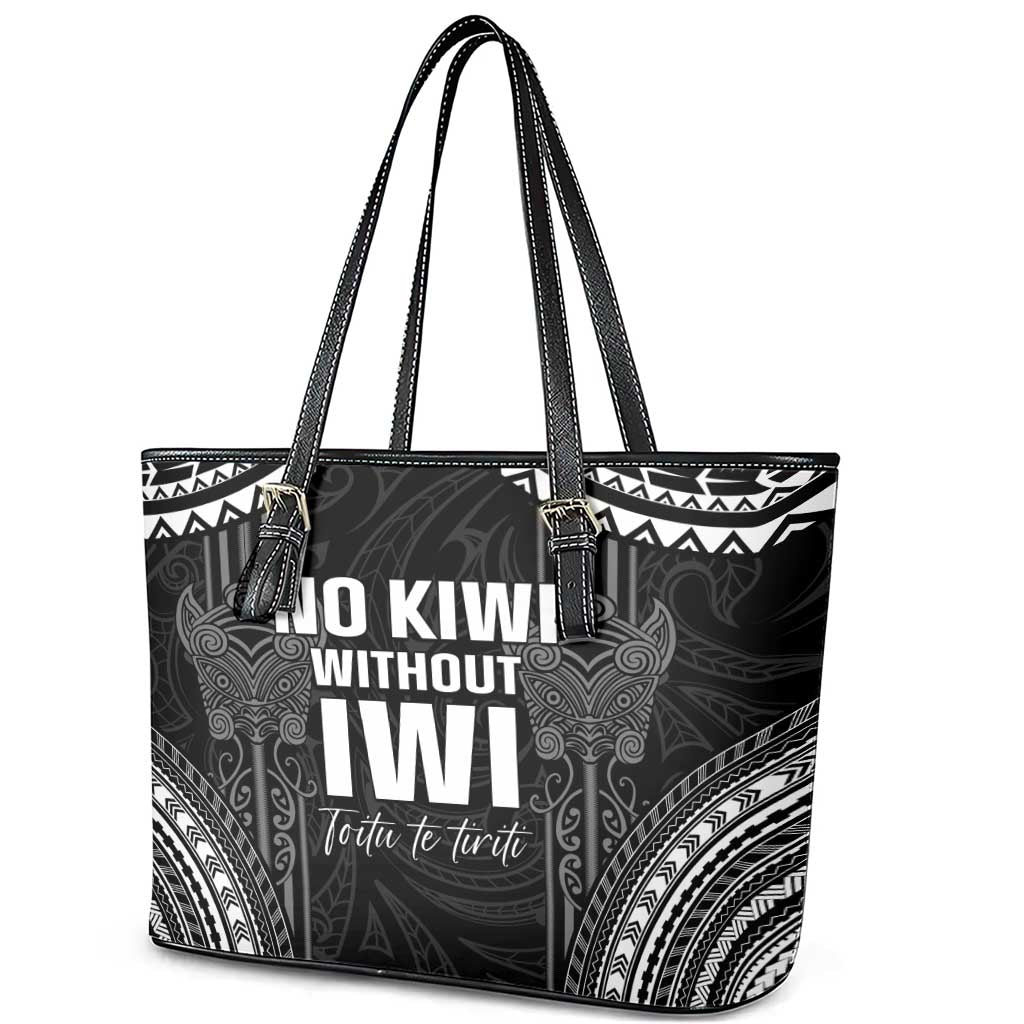 Aotearoa Toitu Te Tiriti Leather Tote Bag No Kiwi Without Iwi LT05 - Polynesian Pride