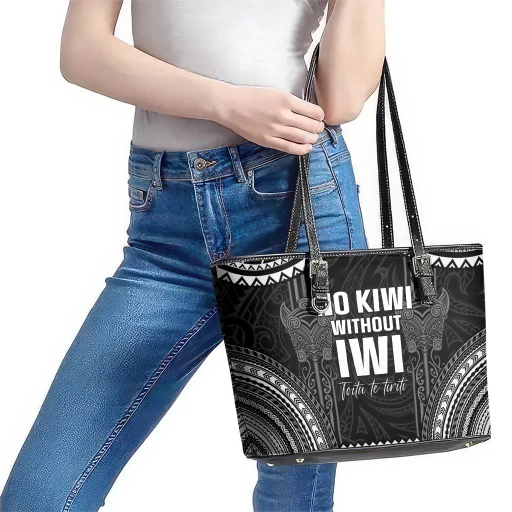 Aotearoa Toitu Te Tiriti Leather Tote Bag No Kiwi Without Iwi LT05 - Polynesian Pride