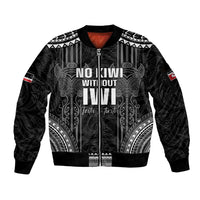 Aotearoa Toitu Te Tiriti Sleeve Zip Bomber Jacket No Kiwi Without Iwi