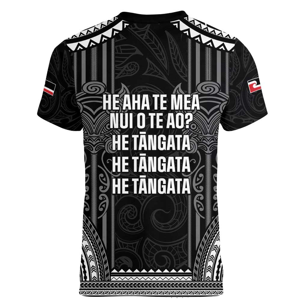 Aotearoa Toitu Te Tiriti Women V-Neck T-Shirt No Kiwi Without Iwi LT05 - Polynesian Pride