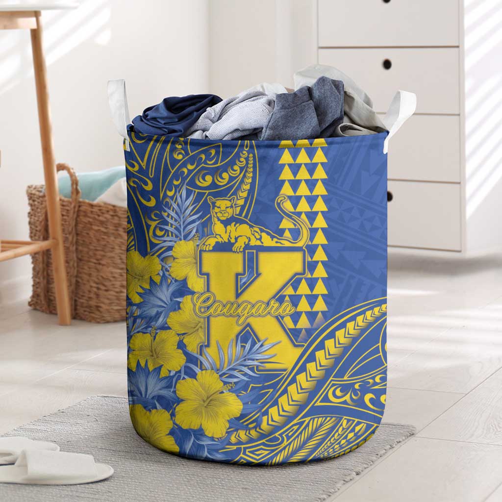 Hawaii Kaiser High School Laundry Basket Tribal Tattoo With Hibiscus Flowers