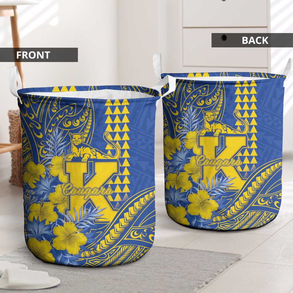 Hawaii Kaiser High School Laundry Basket Tribal Tattoo With Hibiscus Flowers LT05 - Polynesian Pride