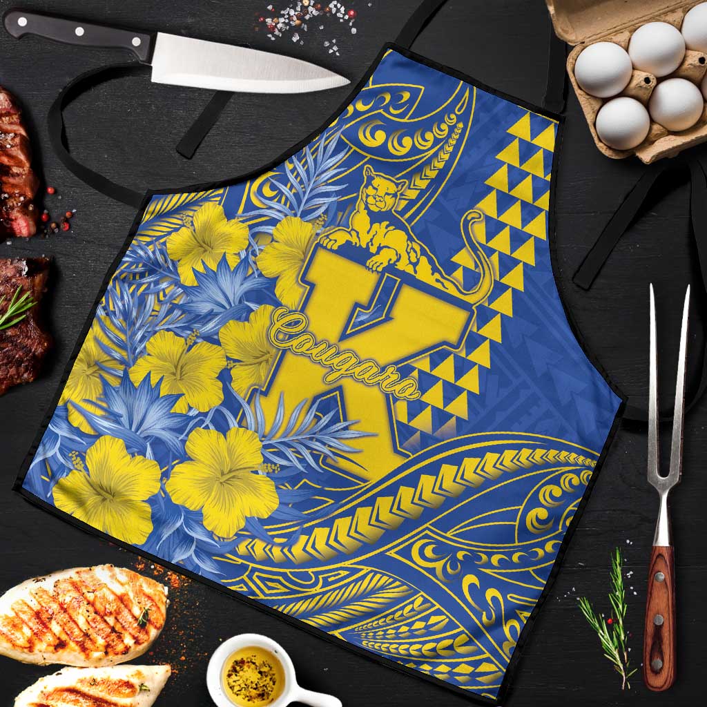 Hawaii Kaiser High School Apron Tribal Tattoo With Hibiscus Flowers LT05 Blue - Polynesian Pride