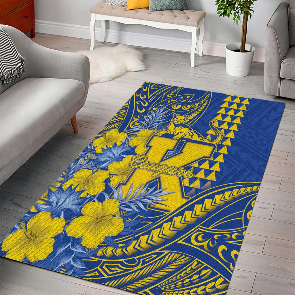 Hawaii Kaiser High School Area Rug Tribal Tattoo With Hibiscus Flowers LT05 - Polynesian Pride