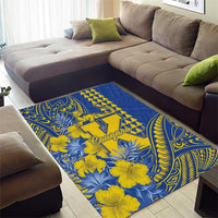 Hawaii Kaiser High School Area Rug Tribal Tattoo With Hibiscus Flowers LT05 - Polynesian Pride