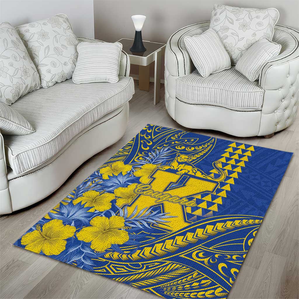 Hawaii Kaiser High School Area Rug Tribal Tattoo With Hibiscus Flowers LT05 - Polynesian Pride