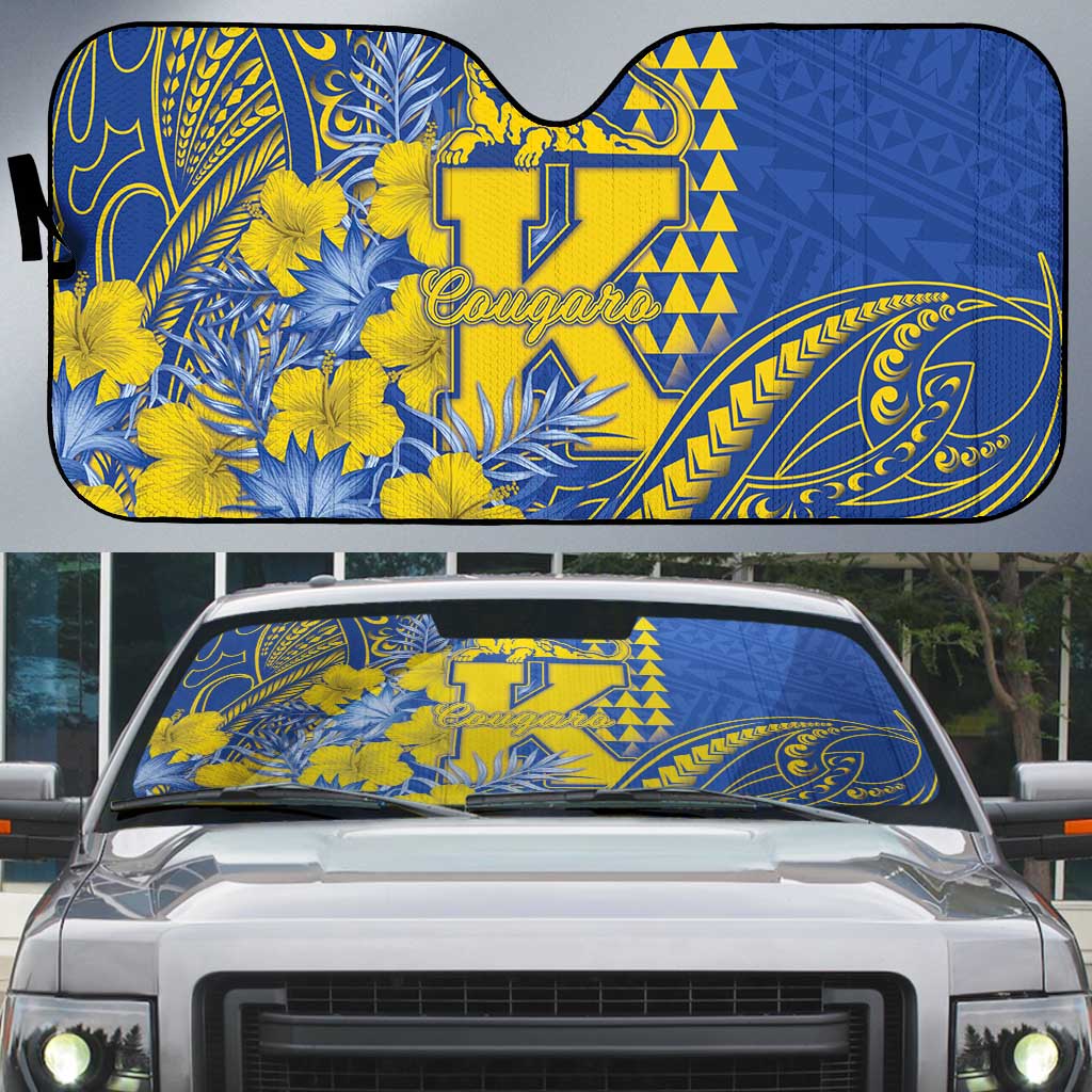 Hawaii Kaiser High School Auto Sun Shade Tribal Tattoo With Hibiscus Flowers