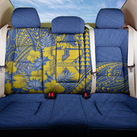 Hawaii Kaiser High School Back Car Seat Cover Tribal Tattoo With Hibiscus Flowers LT05 One Size Blue - Polynesian Pride