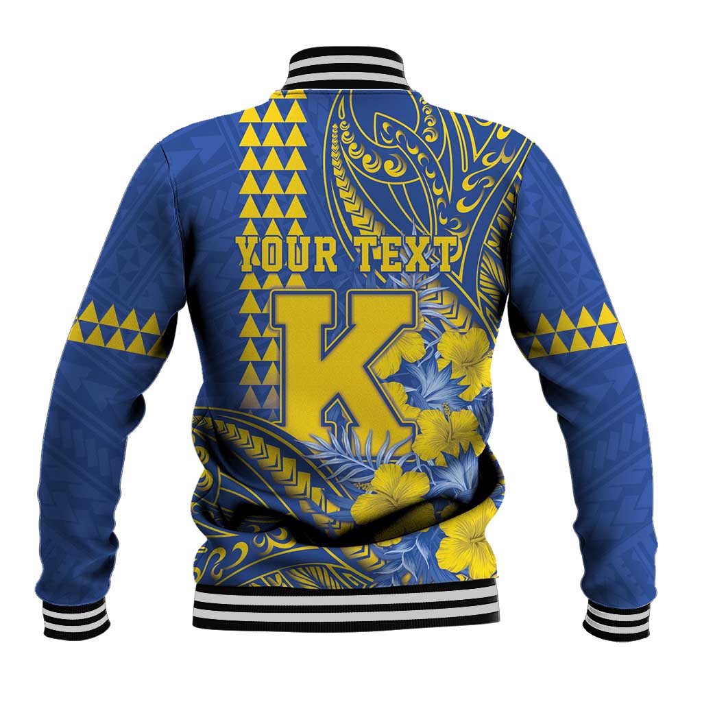 Personalised Hawaii Kaiser High School Baseball Jacket Tribal Tattoo With Hibiscus Flowers LT05 - Polynesian Pride