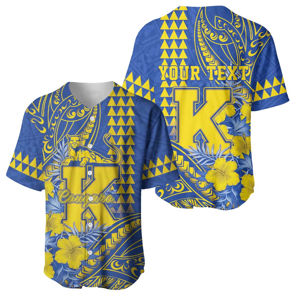 Personalised Hawaii Kaiser High School Baseball Jersey Tribal Tattoo With Hibiscus Flowers LT05 - Polynesian Pride