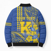 Personalised Hawaii Kaiser High School Bomber Puffer Jacket Tribal Tattoo With Hibiscus Flowers LT05 - Polynesian Pride