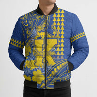 Personalised Hawaii Kaiser High School Bomber Puffer Jacket Tribal Tattoo With Hibiscus Flowers LT05 - Polynesian Pride