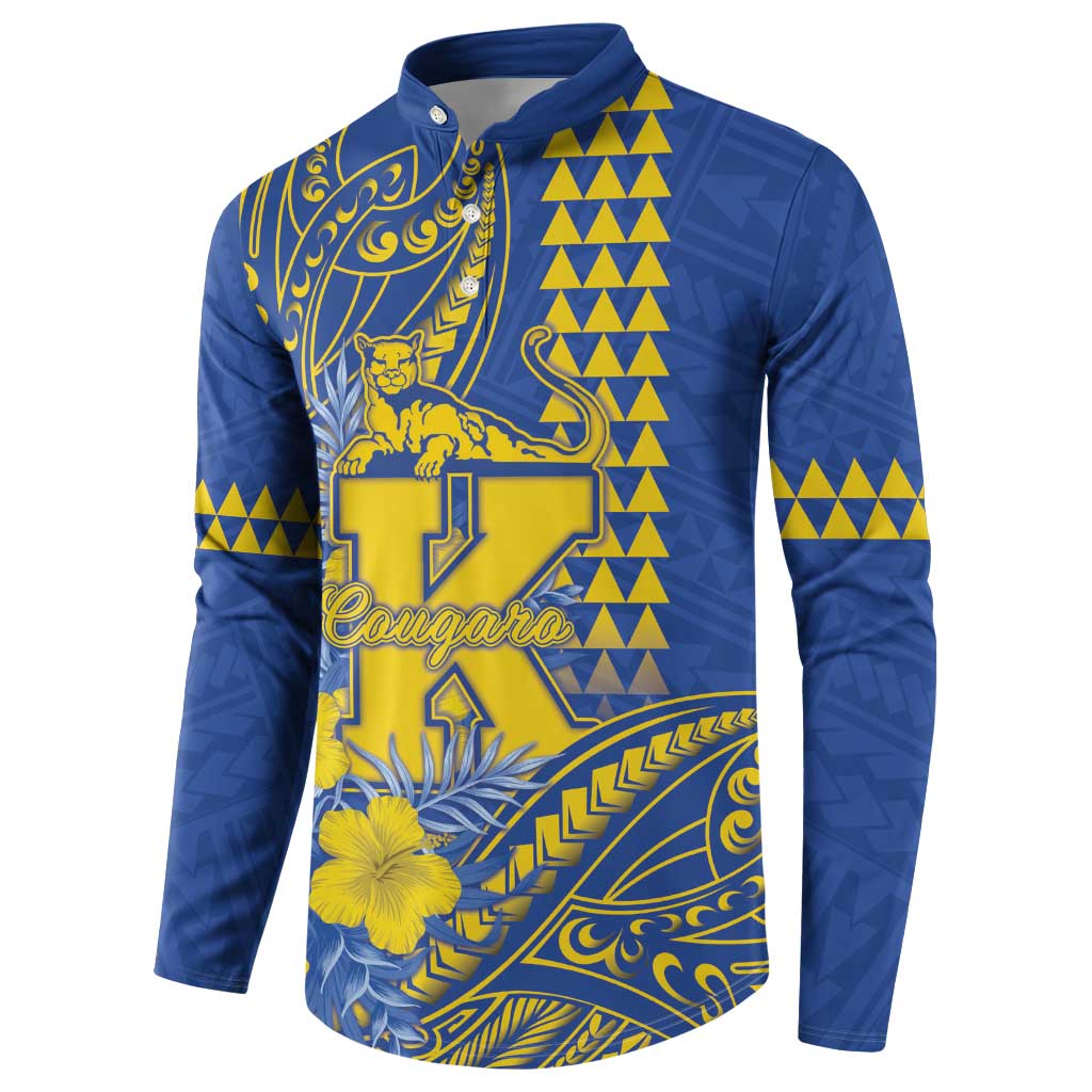Personalised Hawaii Kaiser High School Button Sweatshirt Tribal Tattoo With Hibiscus Flowers LT05 - Polynesian Pride