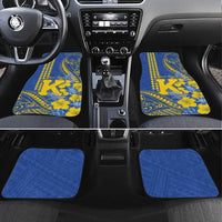 Personalised Hawaii Kaiser High School Car Mats Tribal Tattoo With Hibiscus Flowers LT05 Set 4pcs Blue - Polynesian Pride