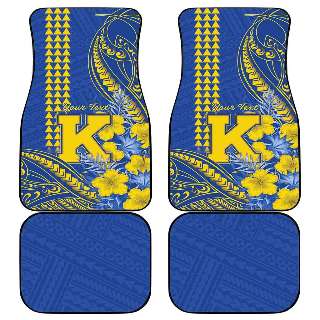 Personalised Hawaii Kaiser High School Car Mats Tribal Tattoo With Hibiscus Flowers LT05 - Polynesian Pride