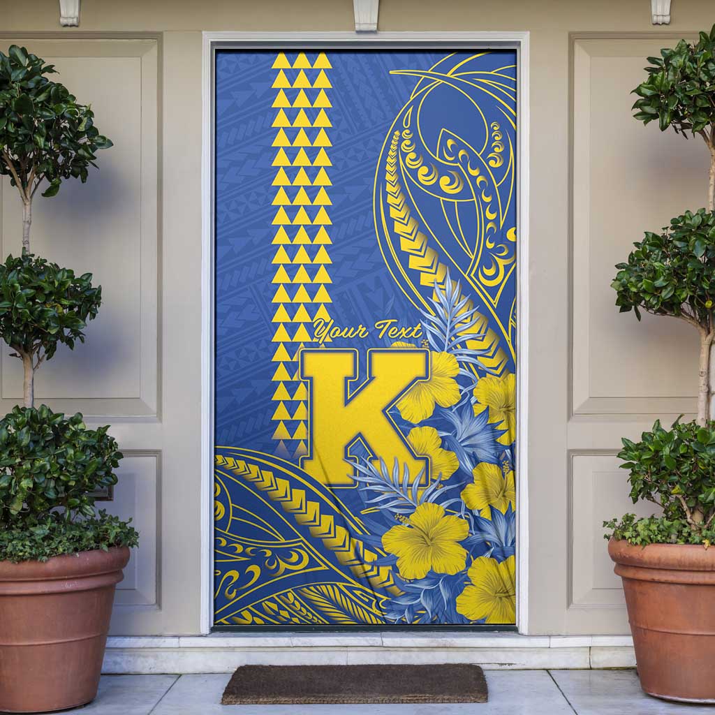 Personalised Hawaii Kaiser High School Door Cover Tribal Tattoo With Hibiscus Flowers LT05 Blue - Polynesian Pride