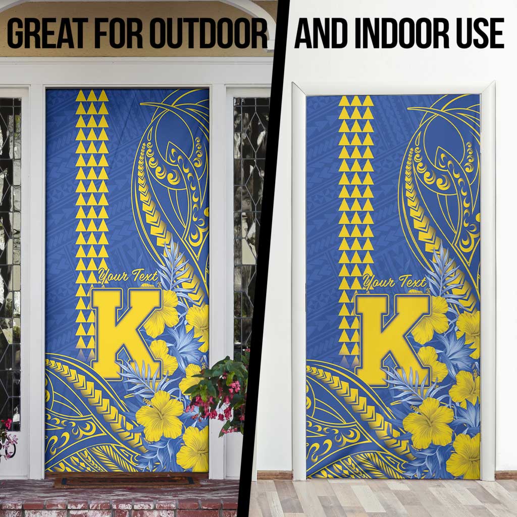 Personalised Hawaii Kaiser High School Door Cover Tribal Tattoo With Hibiscus Flowers LT05 - Polynesian Pride