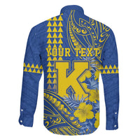 Personalised Hawaii Kaiser High School Family Matching Off The Shoulder Long Sleeve Dress and Hawaiian Shirt Tribal Tattoo With Hibiscus Flowers
