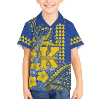 Personalised Hawaii Kaiser High School Family Matching Off Shoulder Maxi Dress and Hawaiian Shirt Tribal Tattoo With Hibiscus Flowers