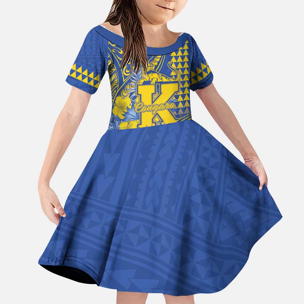 Personalised Hawaii Kaiser High School Family Matching Puletasi and Hawaiian Shirt Tribal Tattoo With Hibiscus Flowers