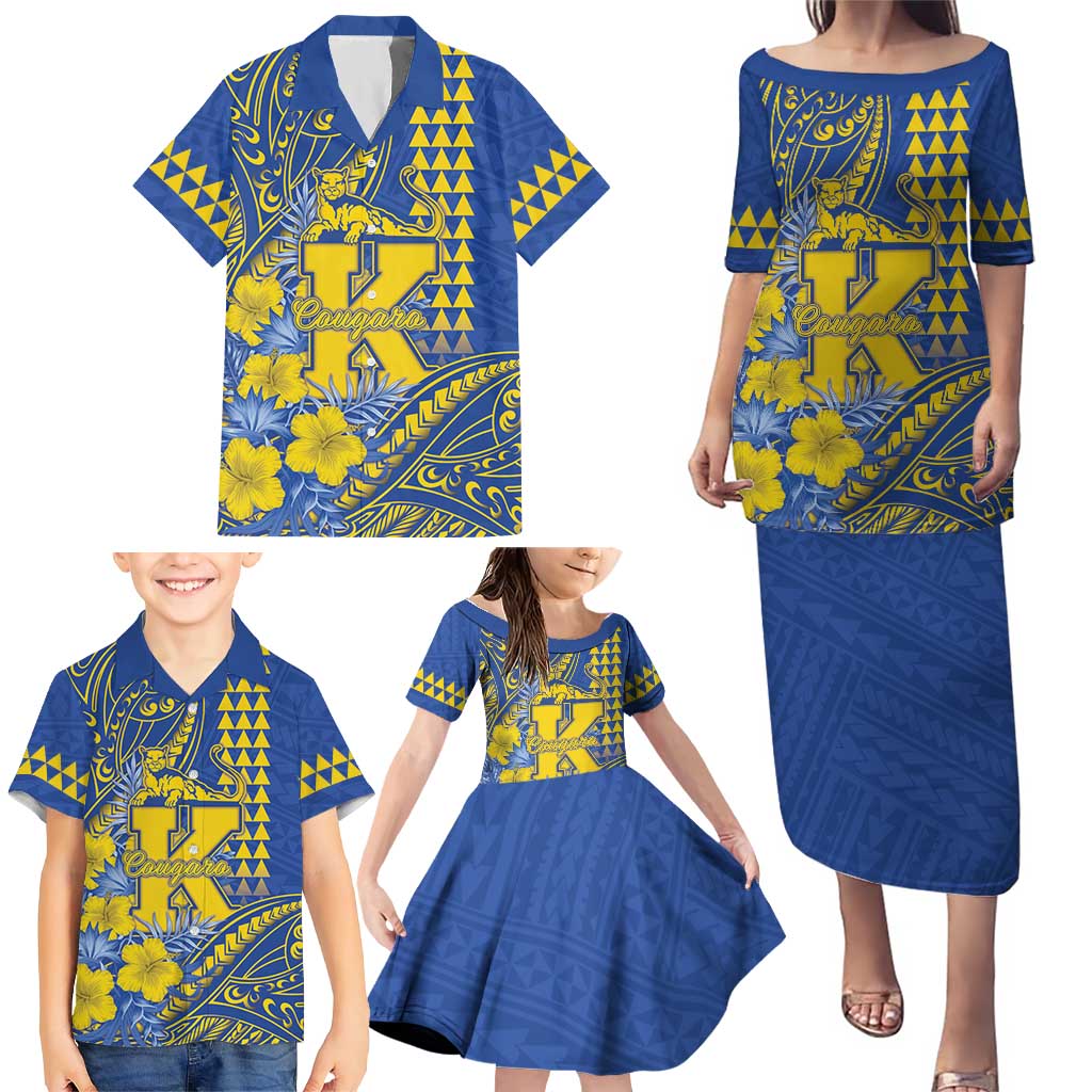 Personalised Hawaii Kaiser High School Family Matching Puletasi and Hawaiian Shirt Tribal Tattoo With Hibiscus Flowers LT05 - Polynesian Pride