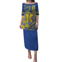 Personalised Hawaii Kaiser High School Family Matching Puletasi and Hawaiian Shirt Tribal Tattoo With Hibiscus Flowers