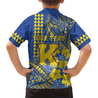 Personalised Hawaii Kaiser High School Family Matching Short Sleeve Bodycon Dress and Hawaiian Shirt Tribal Tattoo With Hibiscus Flowers